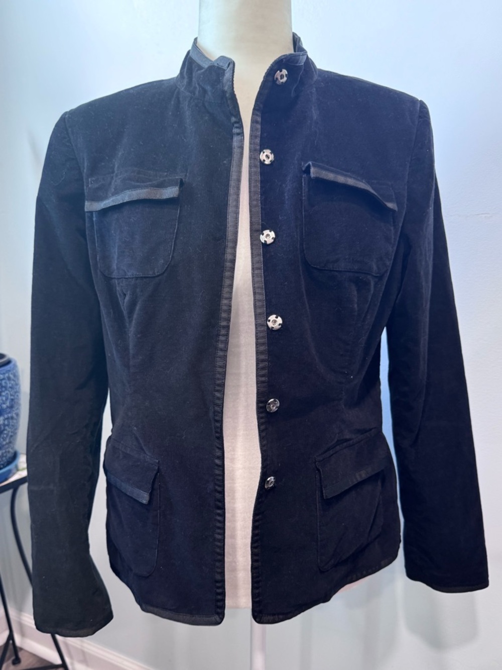 Style & Co. Black Military-Style Button Front Blazer